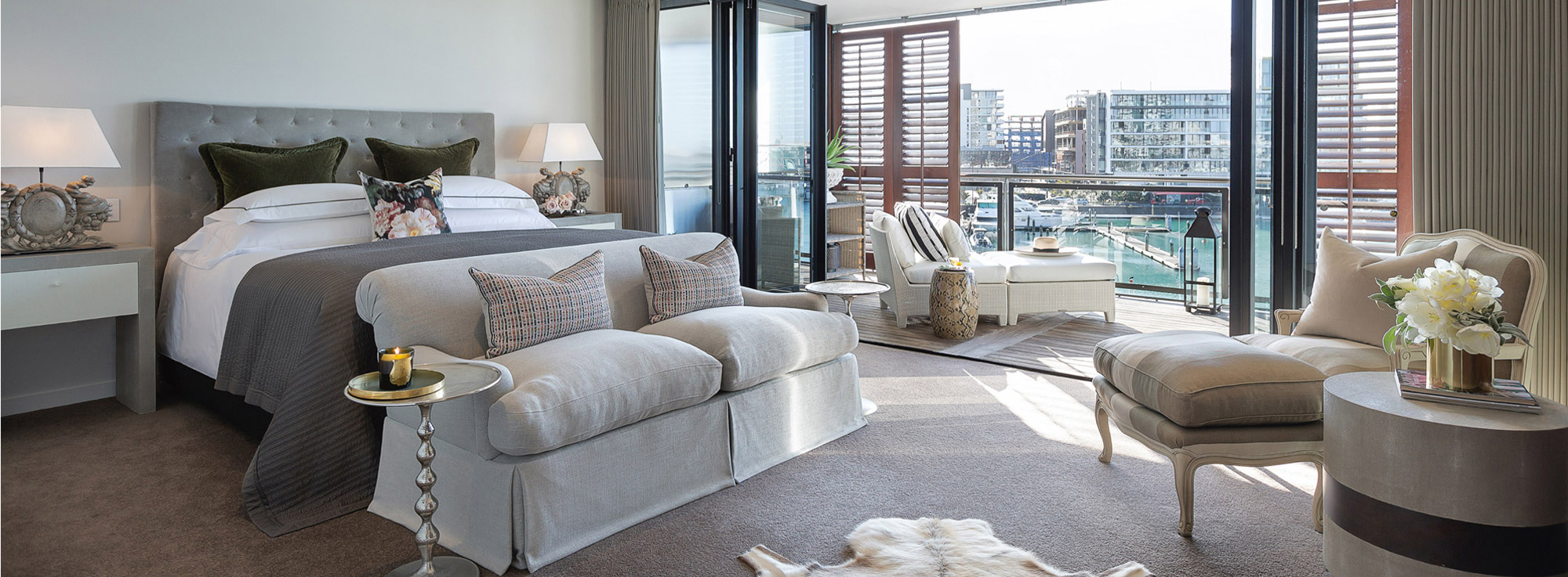 Master Bedroom with Indoor Outdoor Flow & Viaduct Harbour Views | Point Residence Luxury Auckland v2